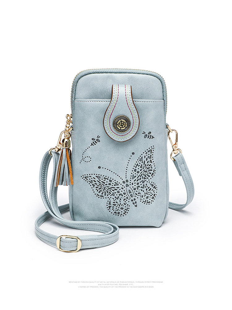 Anfuman's New Mobile Phone Bag Is a Light Luxury Carved Mobile Phone Bag for Walking, a Small Cross-Body Bag for Girls with Large Capacity