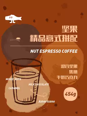 FISHER Nut Boutique Italian Blend Espresso Coffee Beans Italian espresso American E454