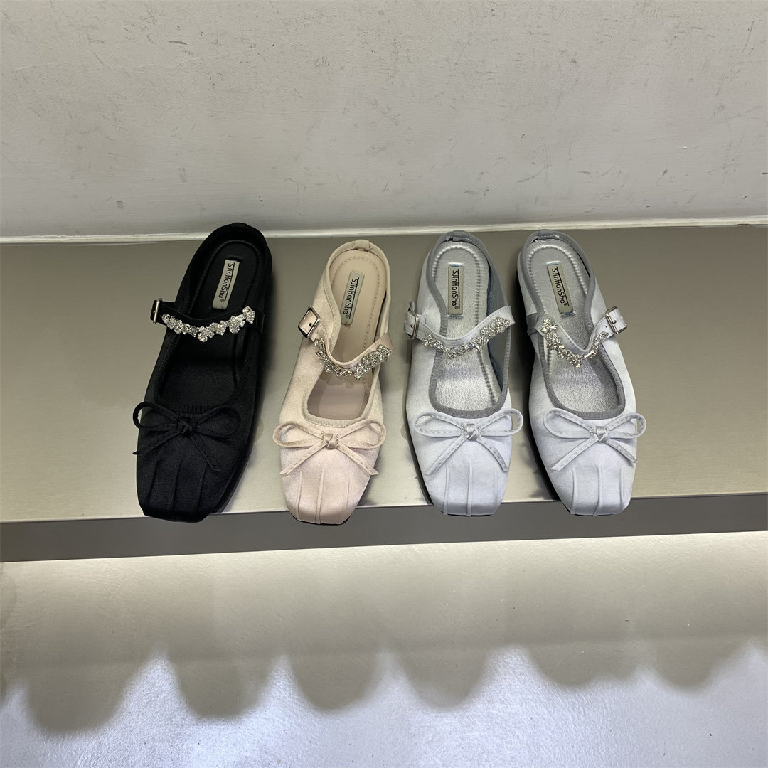 Ballet-style closed-toe Mary Jane sandals, new French fairy style, rhinestone design, perfect for summer wear.