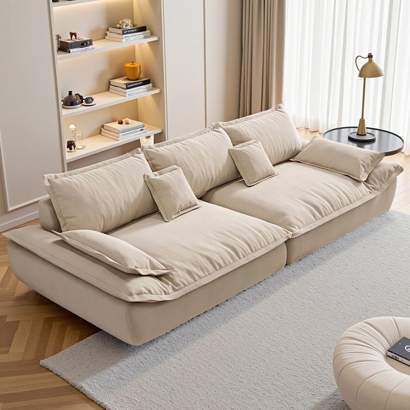 Small Apartment Straight-Row Sailboat Fabric Sofa 2026 New Model Modern Minimalist Cream Style Chenille Sofa for Living Room