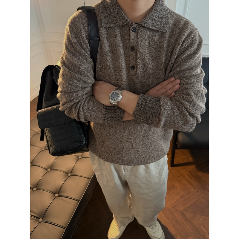 Grazie Realm Lp｜("Elegant Minimalism") 100% Merino Wool Polo Shirt Sweater
