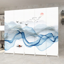 Chinese-style screen partition wall Living room folding mobile simple modern office bedroom occlusion household double-sided fabric