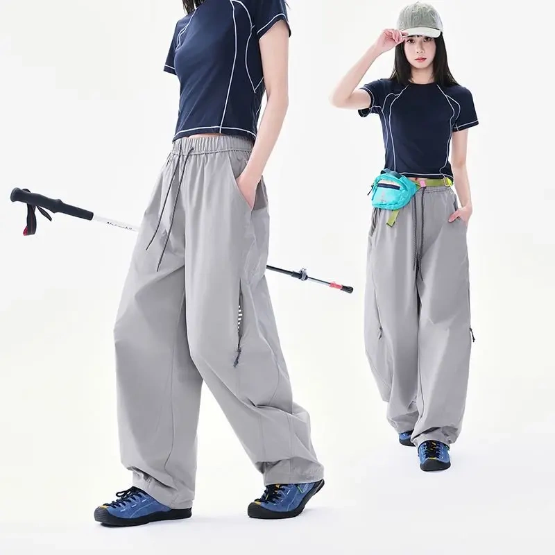 Zzezz Spring and Summer Outdoor Sports and Leisure Lightweight Curved Pants Versatile Three-Dimensional Cut Loose Trousers