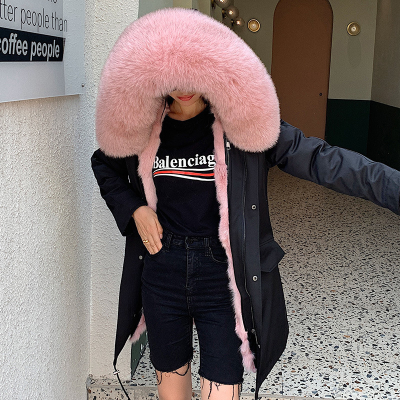 Haining Parka for Women, Detachable Mid-Length 2026 Winter New Style, Fox Fur Lining Parka Coat Haining Parka for Women, Detachable Mid-Length 2026 Winter New Style, Fox Fur Lining Parka Coat