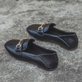 Менеджер магазина остается!Ян ценностей взрыв часов ~ черная одиночная обувь женская дикая британская кожаная голова головы плоская дна лефу обувь