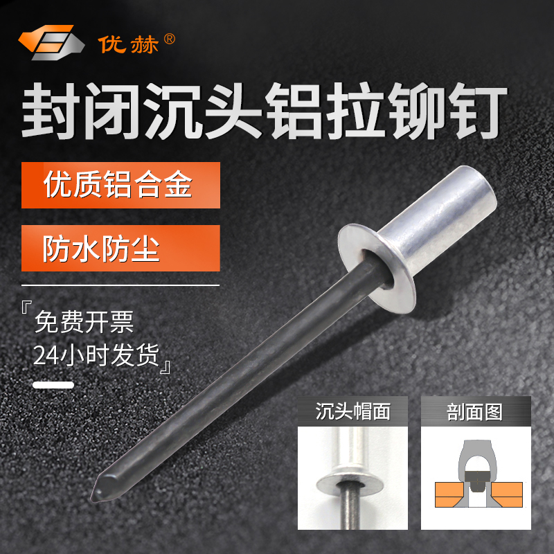 Closed type rivets sink head aluminum GB12616 1 Sunk head tip rivets with flat head closed mouth rivets
