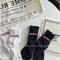 European spring and summer thin webbing bow mid-calf socks for women with hollow lace cute personalized socks internet celebrity style trendy socks