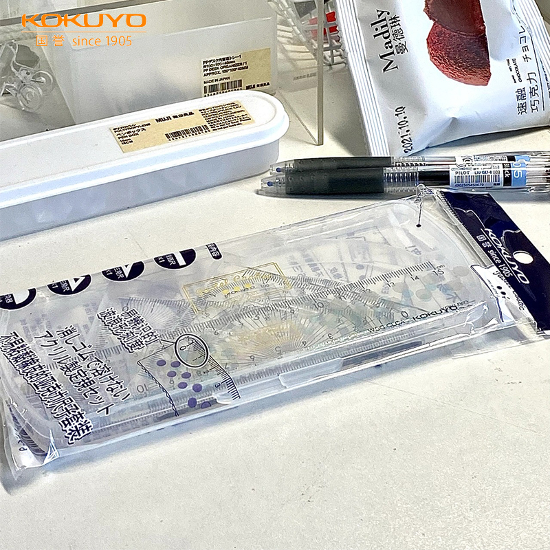 Japan KOKUYO National Reputation Color Qu set Ruler Exam Students with Geometric Cartography Painting Measurement Chart with ruler Acrylic Four pieces Ruler Triangular board ruler Ruler Wave Ruler