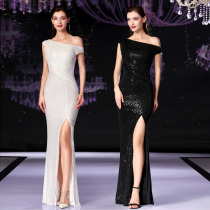 Noble and elegant wedding banquet party sequined fishtail dress female 2021 new temperament long dress