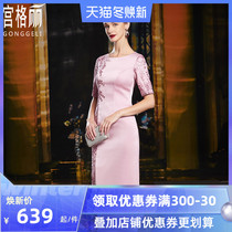 Mother summer dress improved cheongsam new young mother-in-law wedding party dress slim dress noble temperament