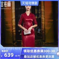 Happy mother-in-law wedding dress summer new mother mother married daughter Red slim dress high-grade elegant