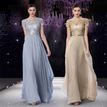 Gonggeli evening dress 2021 new noble elegant dress female host banquet thin evening dress long section