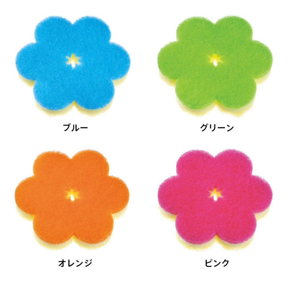 Japanese system Marna Three layers of dishwashing sponge rubbed cherry blossom shape suction cup suspension control water sponge replacement