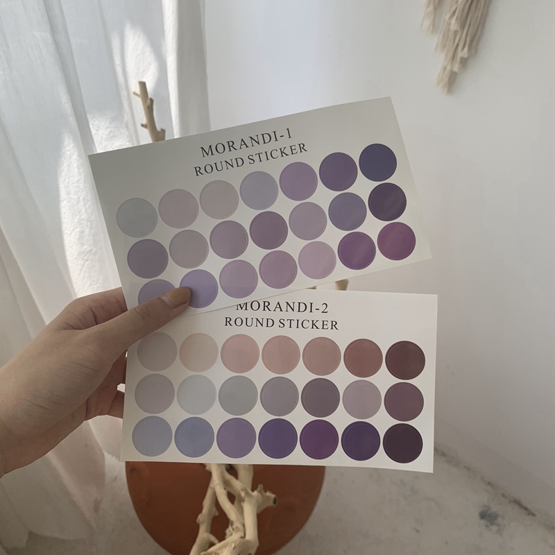 Self-made simple polka dot stickers Morandi color hand account peripheral sealing stickers Cold wind photo stickers card stickers