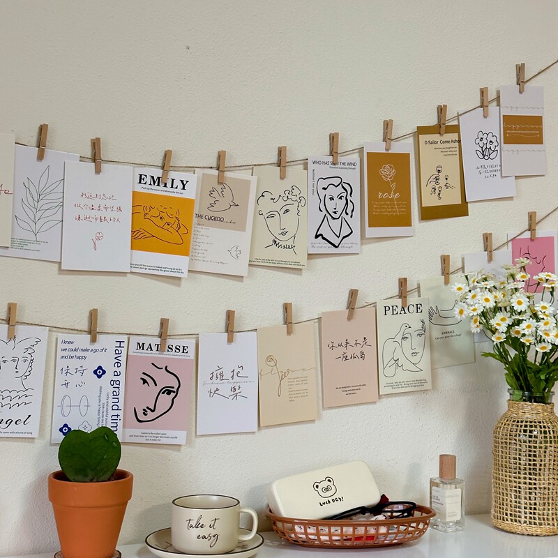 ins abstract retro decoration photo wall room wall arrangement renovation bedroom wall dorm bed head hanging painting-Taobao