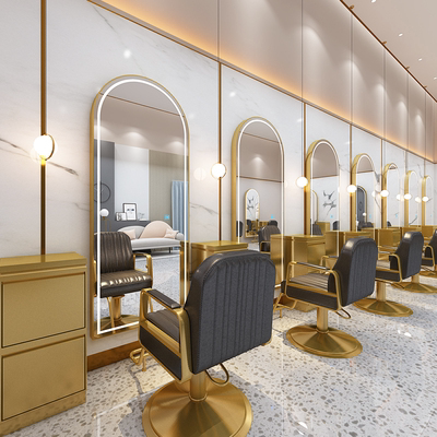 Barber salon mirror desk hair salon special mirror net red cabinet integrated LED smart touch barber mirror table