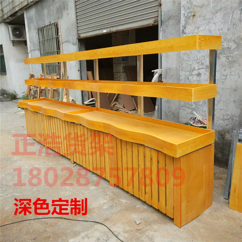 Tùy chỉnh 100 Orchard Gỗ trái cây Kệ thép Thép Gỗ Cao cấp Đảo Gỗ Tủ Thu ngân Ngăn xếp Tủ trưng bày