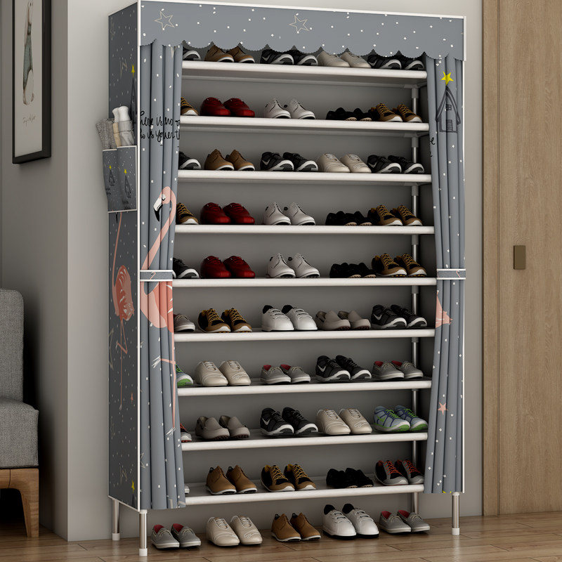 Simple shoe rack Domestic indoor good-looking multilayer dust-proof oxford cloth economical type doorway shoe cabinet large capacity containing