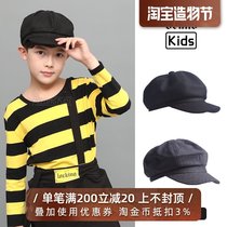 Childrens locking octagonal hat popping beret Childrens painter hat Hip-hop hip-hop