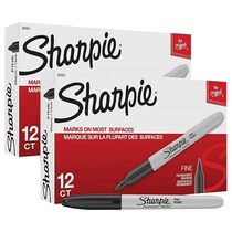 24 Count Permanent Markers Black with Fine Tip Fine Poin