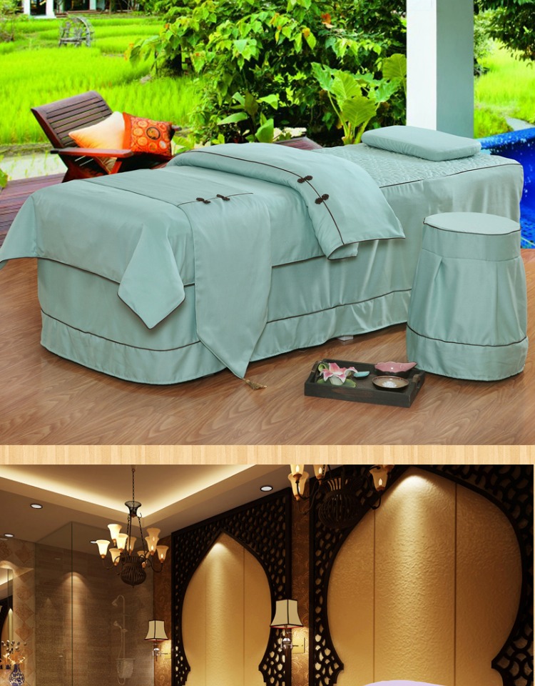 Cao cấp bao gồm giường làm đẹp thẩm mỹ viện đặc biệt bốn mảnh massage giường ngủ bốn bộ giường làm đẹp dày hỗ trợ ga chun bọc giường spa