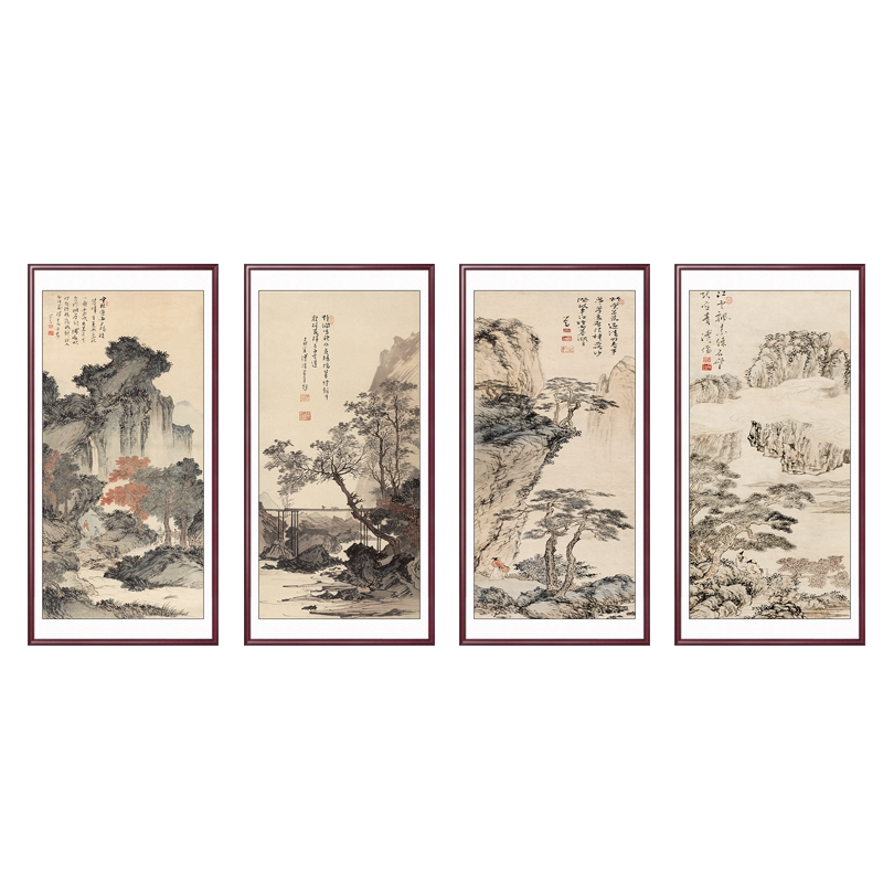 宋代美学挂画新中式客厅装饰画山水画茶室办公室背景画国画