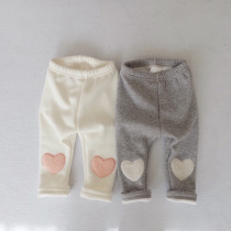 INS winter New plus velvet warm baby leggings Korea Same Love pants men and women baby Joker trousers