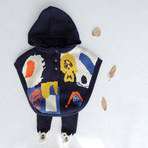 ins wind spring and autumn men and women baby cloak jacket Baby children hooded sweater Western style outerwear shawl cape