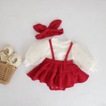 Spring and Autumn 2021 new baby girl princess conjoined dress baby 100 days old