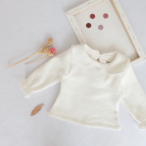 INS womens baby velvet long-sleeved base shirt Infant children cotton lapel doll collar princess warm top
