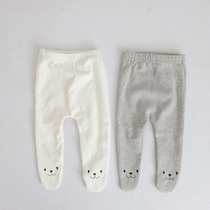 INS wind spring and autumn new baby and young children all-in-one leggings for men and women baby cute bear smiling face leggings