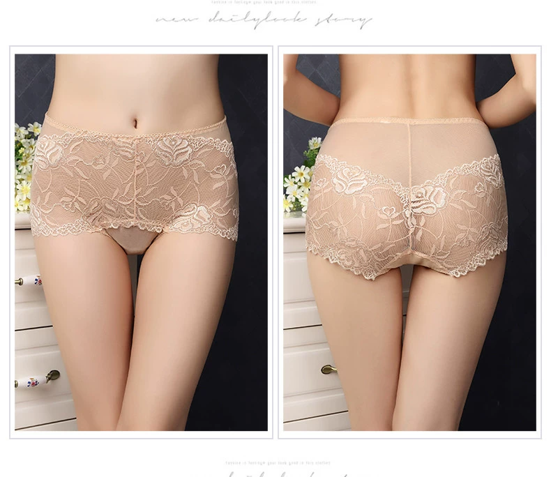 Yumei 4 đồ lót của phụ nữ ren vải hollow hot cao eo cotton underwear panty kích thước chất béo mm200 kg sịp đùi nam