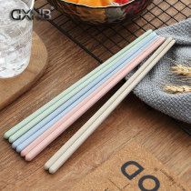  4-20 pairs) Wheat straw chopsticks large lengthened non-slip and mildew-proof household Japanese restaurant portable tableware set