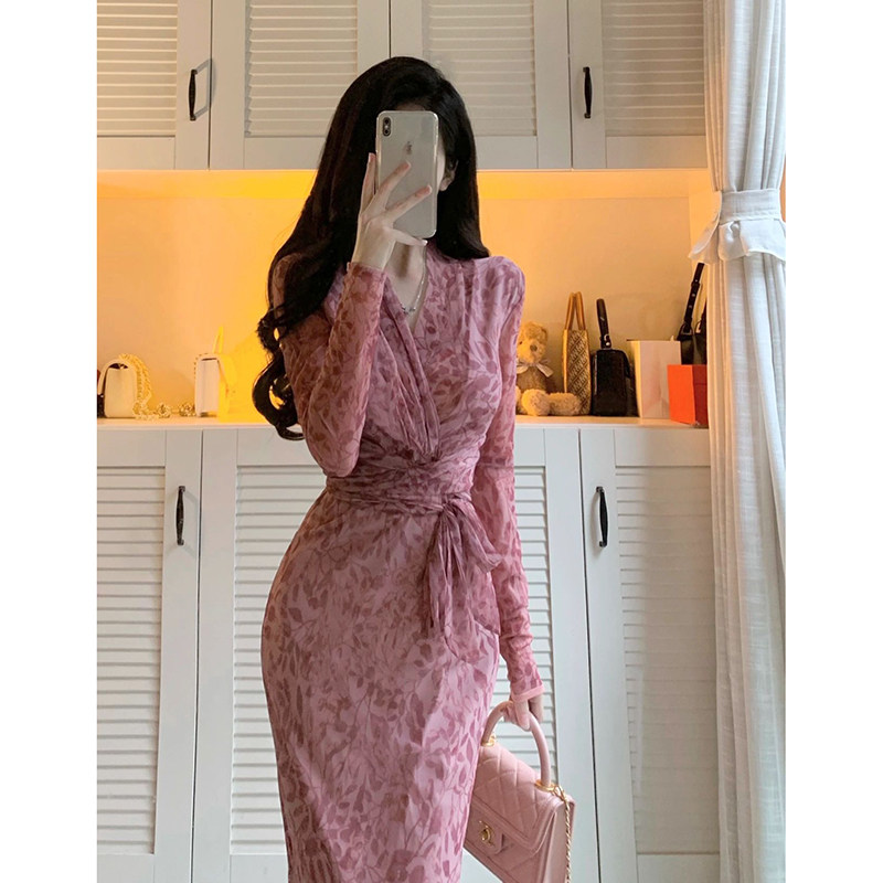 2022 new small crowddesign long skirt Andromeda High sense temperament Lean Pink pink Fancy Dress Subsummer