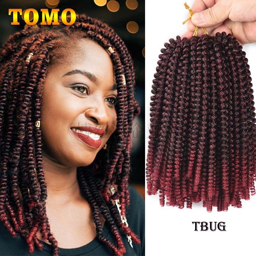 TOMO Spring Twist Crochet Braids Hair Extensions Ombre Brown