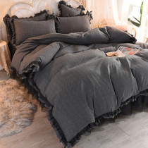 Net red lace yarn bed skirt four-piece thickened duvet cover bed pure cotton pure cotton Princess style simple non-slip bedspread