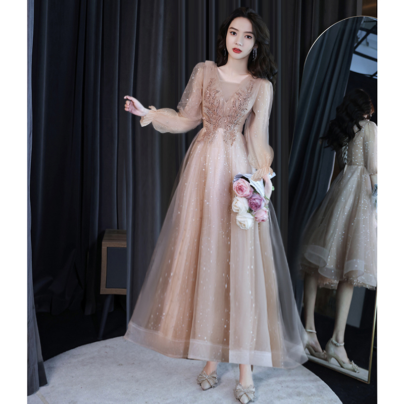  M+Long, champagne color, long sleeve   + $7.85 
