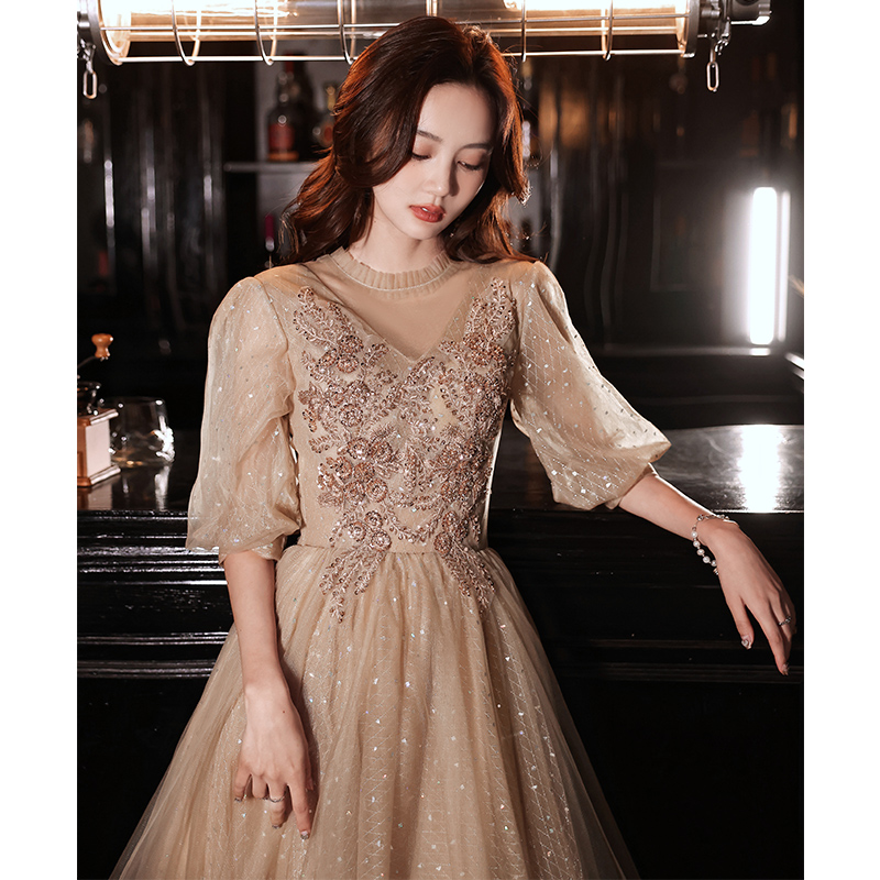 Evening dress, advanced skirt, champagne color, high-quality style, suitable for teen Evening dress, advanced skirt, champagne color, high-quality style, suitable for teen