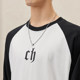 CHINISMCH letter print long-sleeved T-shirt men's American trendy brand simple contrast color raglan top bottoming shirt