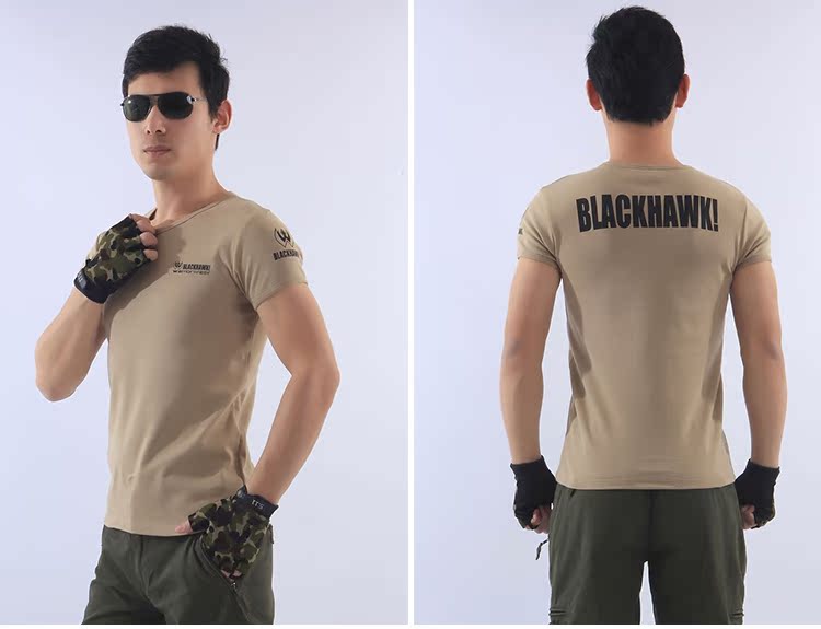 Mùa hè mới ngoài trời quần áo quạt quân đội ngắn tay cổ tròn nhanh khô cotton áo thun lực lượng đặc biệt đào tạo quần áo ngụy trang nam - Những người đam mê quân sự hàng may mặc / sản phẩm quạt quân đội giày bộ đội cao cổ