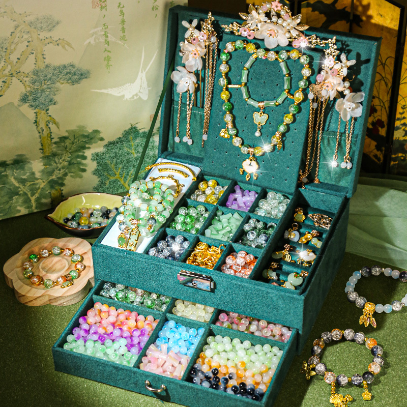 Children's Beaded Bracelets DIY Materials for Girls, Ancient Style Gift Box, Traditional Chinese Toys, Glass Jewelry, Birthday Gift 8