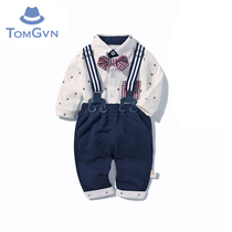 Tomgvn male baby 2021 winter clothes 100 days gentleman tide suit Birthday bib baby clothes 1 year old dress