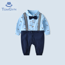 Tommy Gévin Baby Clothes Autumn Dress Gentleman Male Baby Full Moon 100 Days Old Dress Pure Cotton Khaed One-piece Suit