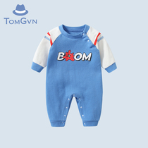 Tommy Gaven baby spring autumn clothing newborn clothes mens baby full moon 100-day one-piece clothes out for autumn pure cotton
