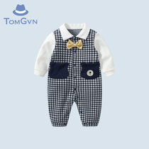 Tommy Gavin 2022 New baby autumn fitted male baby one-piece clothes 100 days full of children clothes Gentleman Wind