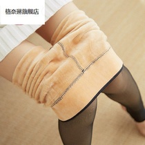 Fake through meat leggings women wear spring and autumn thin skin-permeable pantyhose winter plus velvet single-layer one-piece warm pants