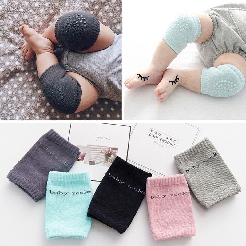 Korean baby knee pads Baby summer crawling anti-fall non-slip dispensing elbow cover Solid color knitting