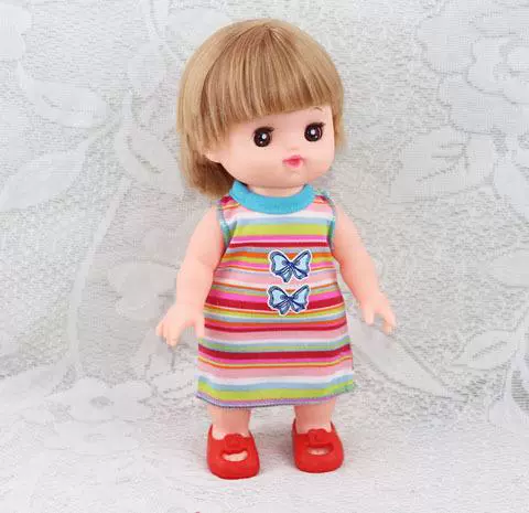 Phụ kiện quần áo búp bê Milu 25cm Xiaomei Le cho bé gái áo dài sọc hơn 56 nhân dân tệ búp bê 60cm