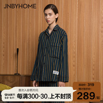 JNBYHOME Jiangnan cloth autumn home suit suit pajamas polished striped cotton long sleeve dress