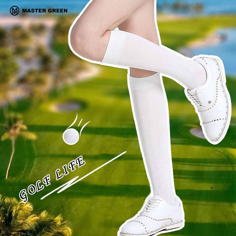 Summer Sun Protection Sports Socks for Women, Long Tube, Pure Cotton, Comfortable, Breathable, Slimming, Outdoor Sports, Golf, Tennis Socks